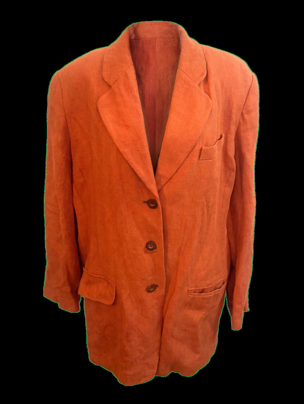 Peter Nygard Orange Herringbone Linen Blend Blazer Size 16W